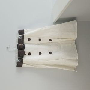 White linen belted skirt
